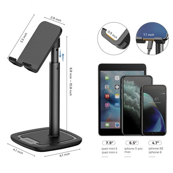 Állítható magasságú asztali mobiltelefon és tablet tartó